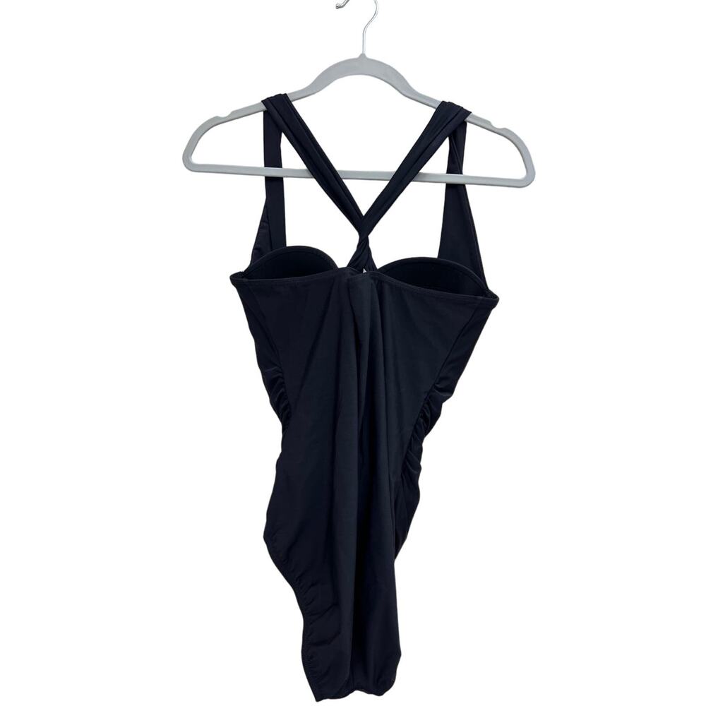 Lands' End womens One Piece Swimsuit BLACK 12 bathing suit pinupcore